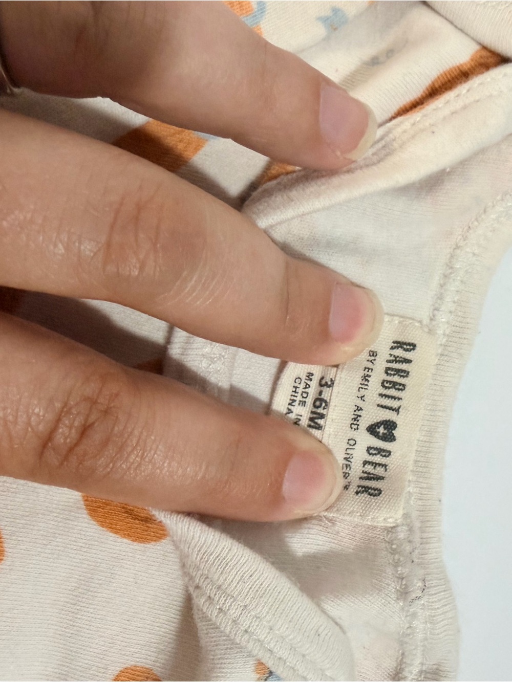 Baby Pumpkin Print One-Piece Bodysuit - Cream and Orange - Picture 2 of 3